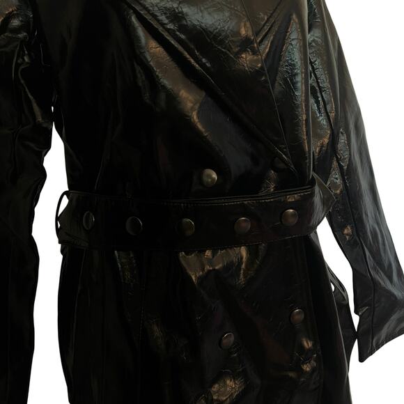 Good American Faux Leather Trench Coat in Black NWT - Picture 11 of 11